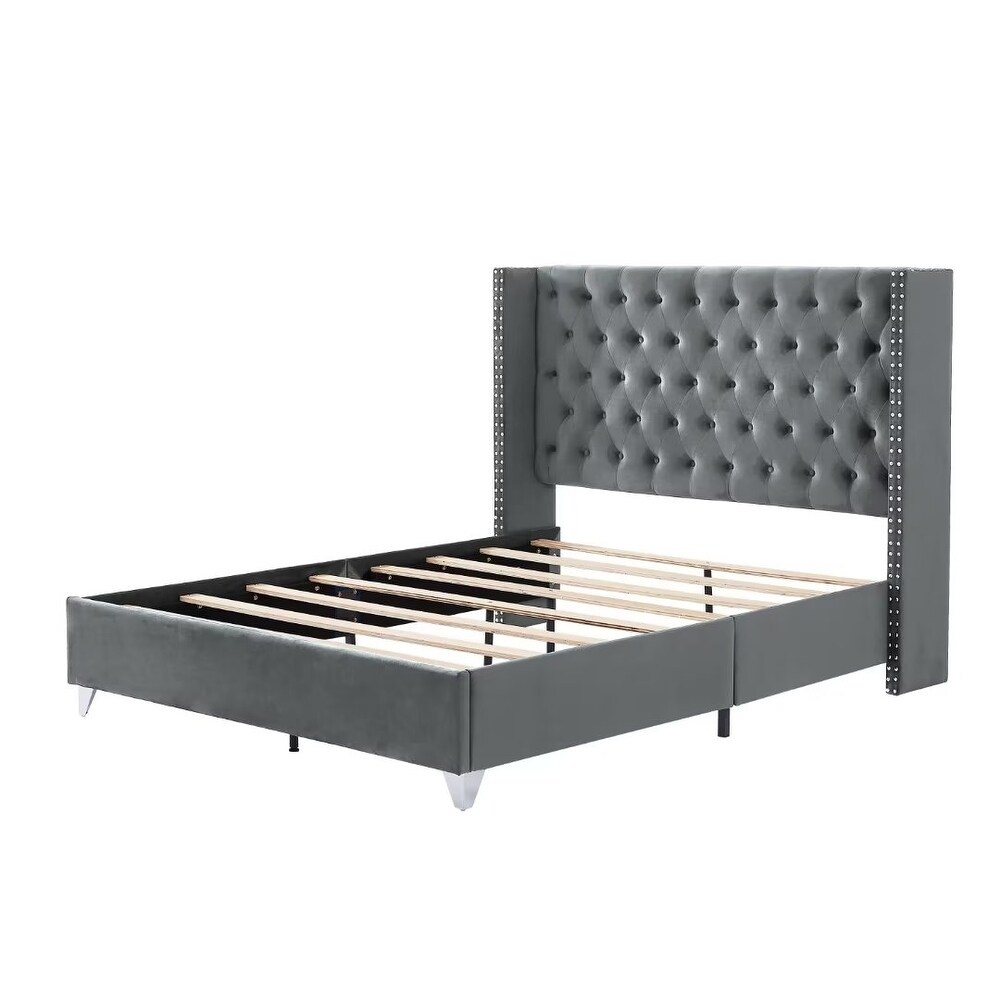 Upholstered Platform Bed Bedroom Set with nightstand