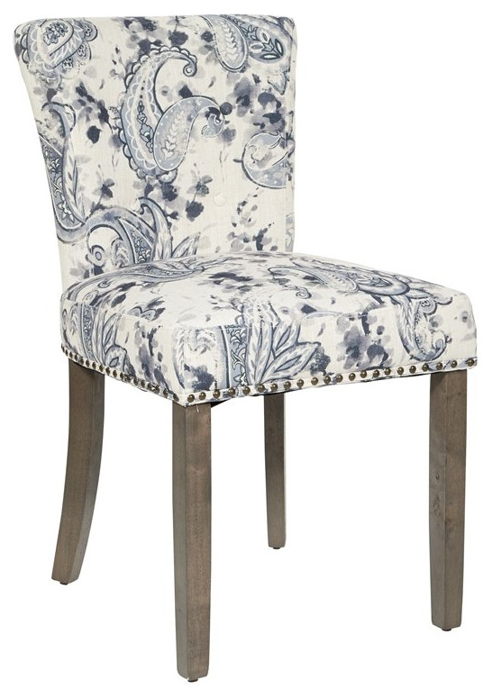 Kendal Dining Chair in Smoke Gray Fabric with Nailhead Detail   Mediterranean   Dining Chairs   by Homesquare  Houzz