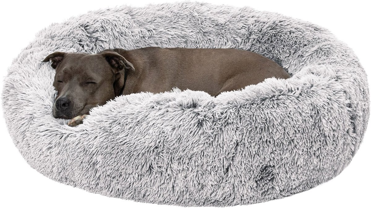 FurHaven Calming Cuddler Long Fur Donut Bolster Dog Bed