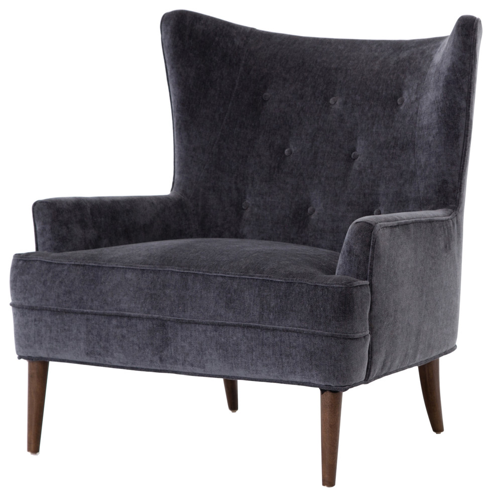 Clermont Chair Charcoal Worn Velvet   Midcentury   Armchairs And Accent Chairs   by Four Hands  Houzz