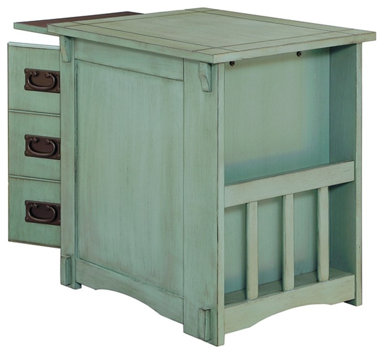 Linon Parnell Wood Side Table in Teal Blue   Farmhouse   Side Tables And End Tables   by Homesquare  Houzz