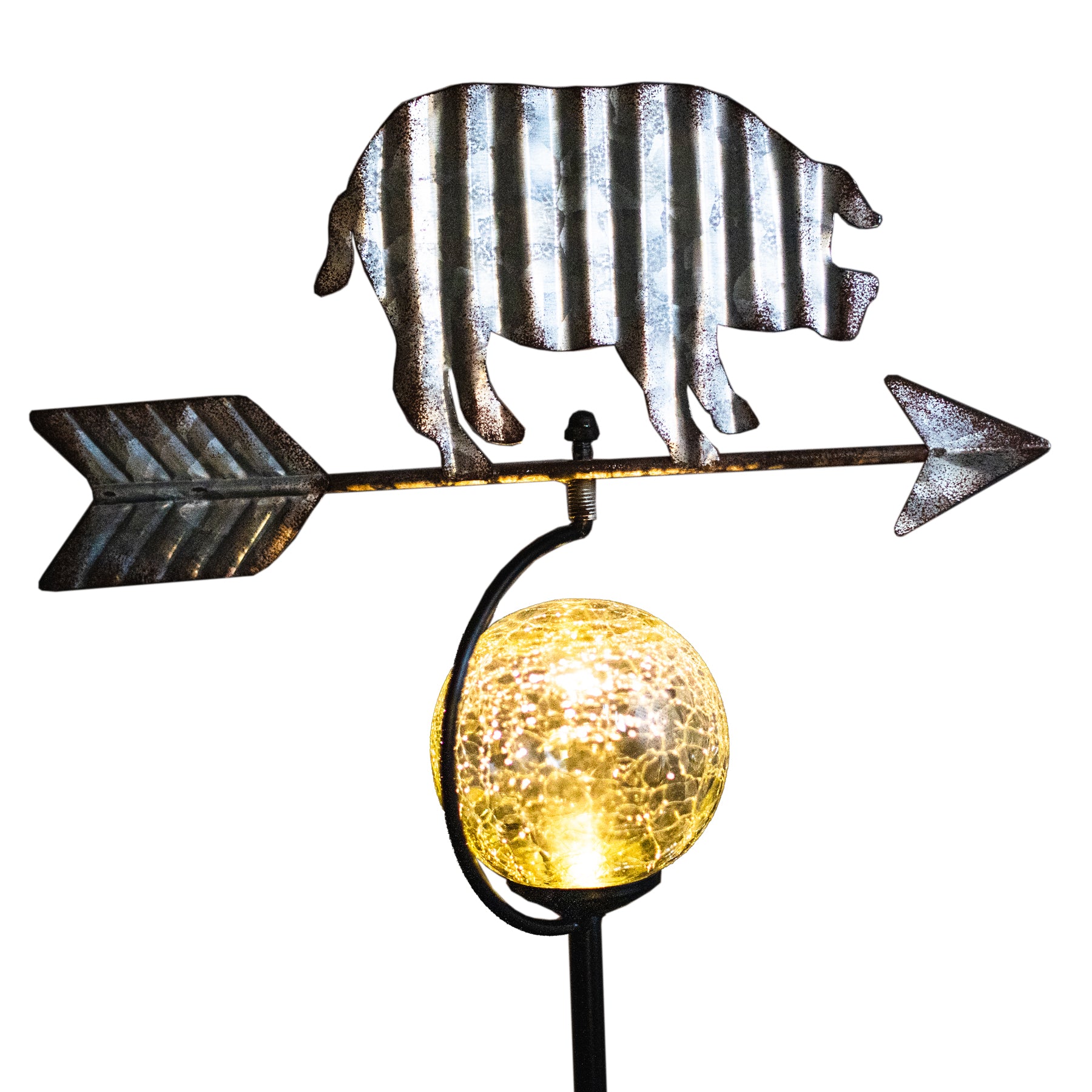 Pig Weathervane Solar Stake