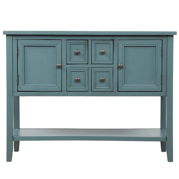 Series Buffet Sideboard Console Table With Bottom Shelf (Dark Blue)