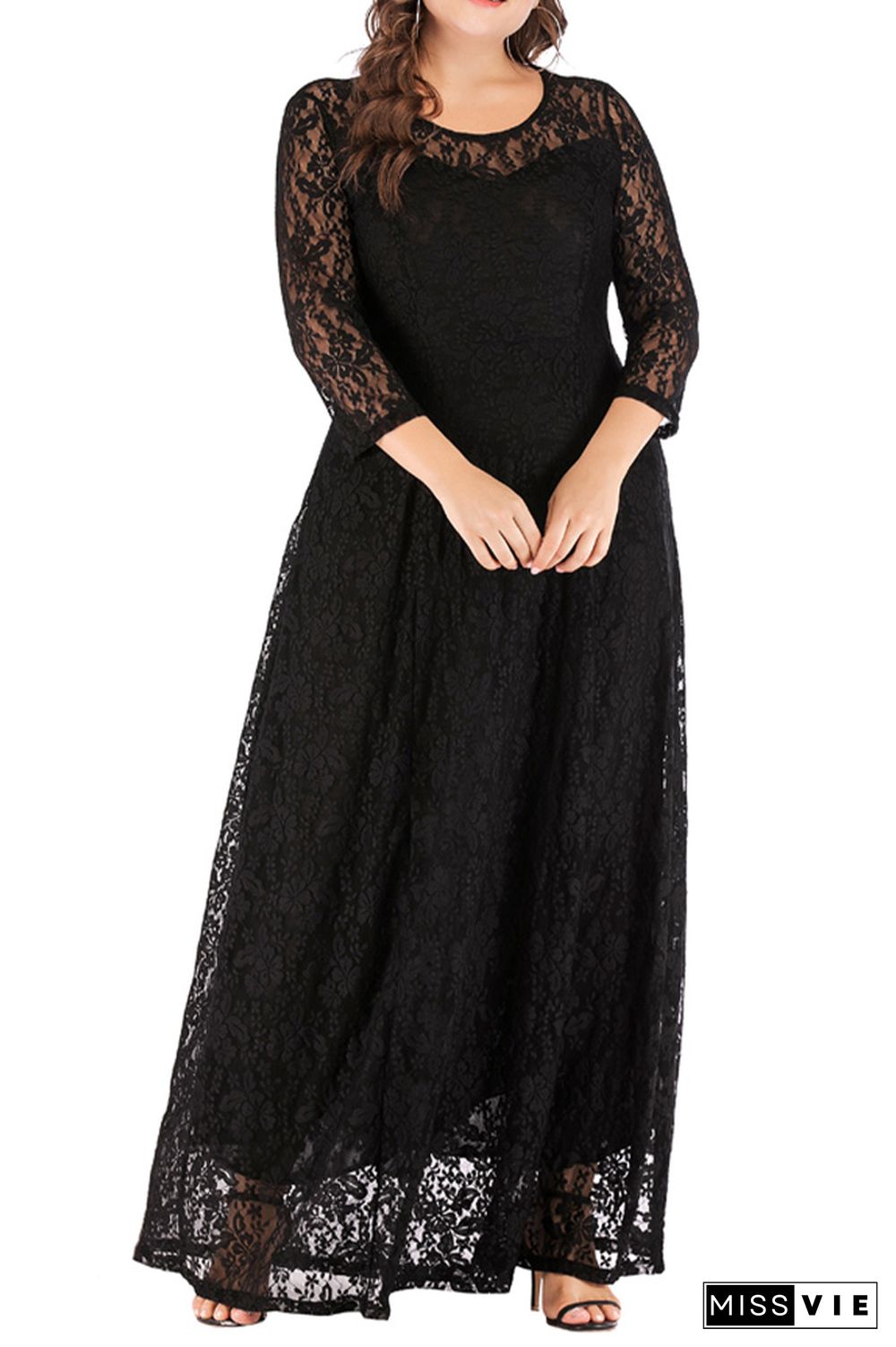 Plus Size Long Maxi Lace Dress