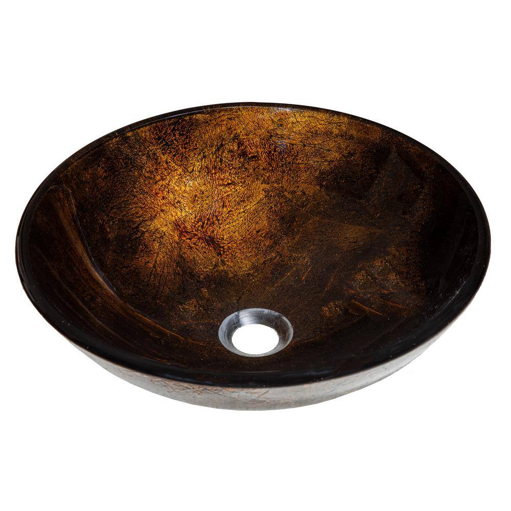 Eden Bath Reflections Glass Vessel Sink in Brown and Gold EB_GS23