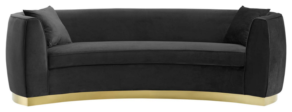 Resolute Curved Performance Velvet Sofa   Contemporary   Sofas   by Homesquare  Houzz