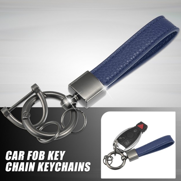 Unique Bargains Car Fob Keychain Keychains With Titanium Tone Microfiber Spring Ring Blue