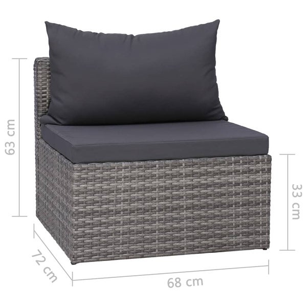 4 Piece Garden Sofa Set with Cushions Gray Poly Rattan - Overstock - 35097552