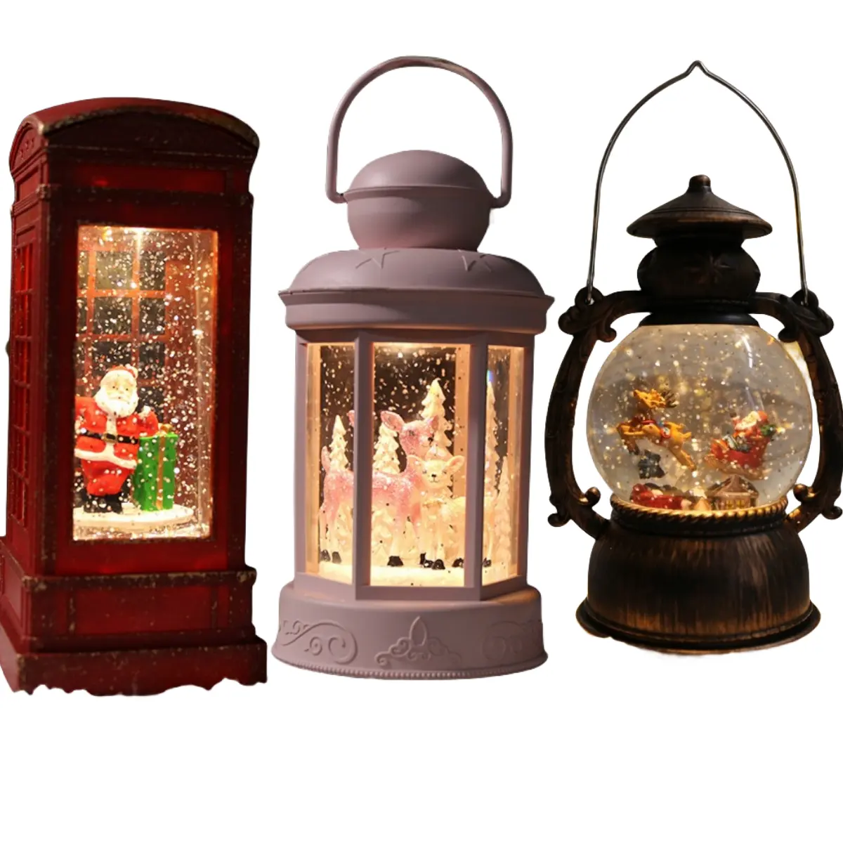 Vintage Christmas supplies lamp snow lovely snowmen decorative barn lantern led lighting and music christmas lamp decoration