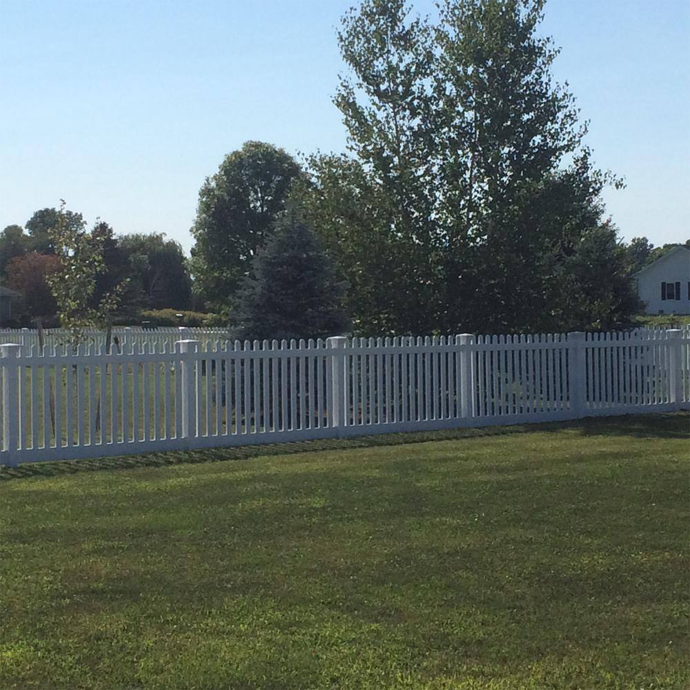 Weatherables Plymouth 3 ft. H x 8 ft. W White Vinyl Picket Fence Panel Kit PWPI-3R5.5-3X8