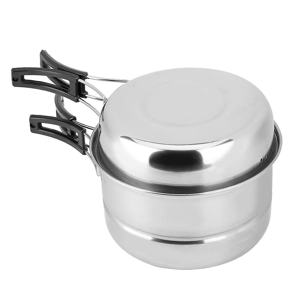 Stainless Steel Portable Outdoor Travel Camping Picnic Cookware Cooking Pot Pan Bowel Set