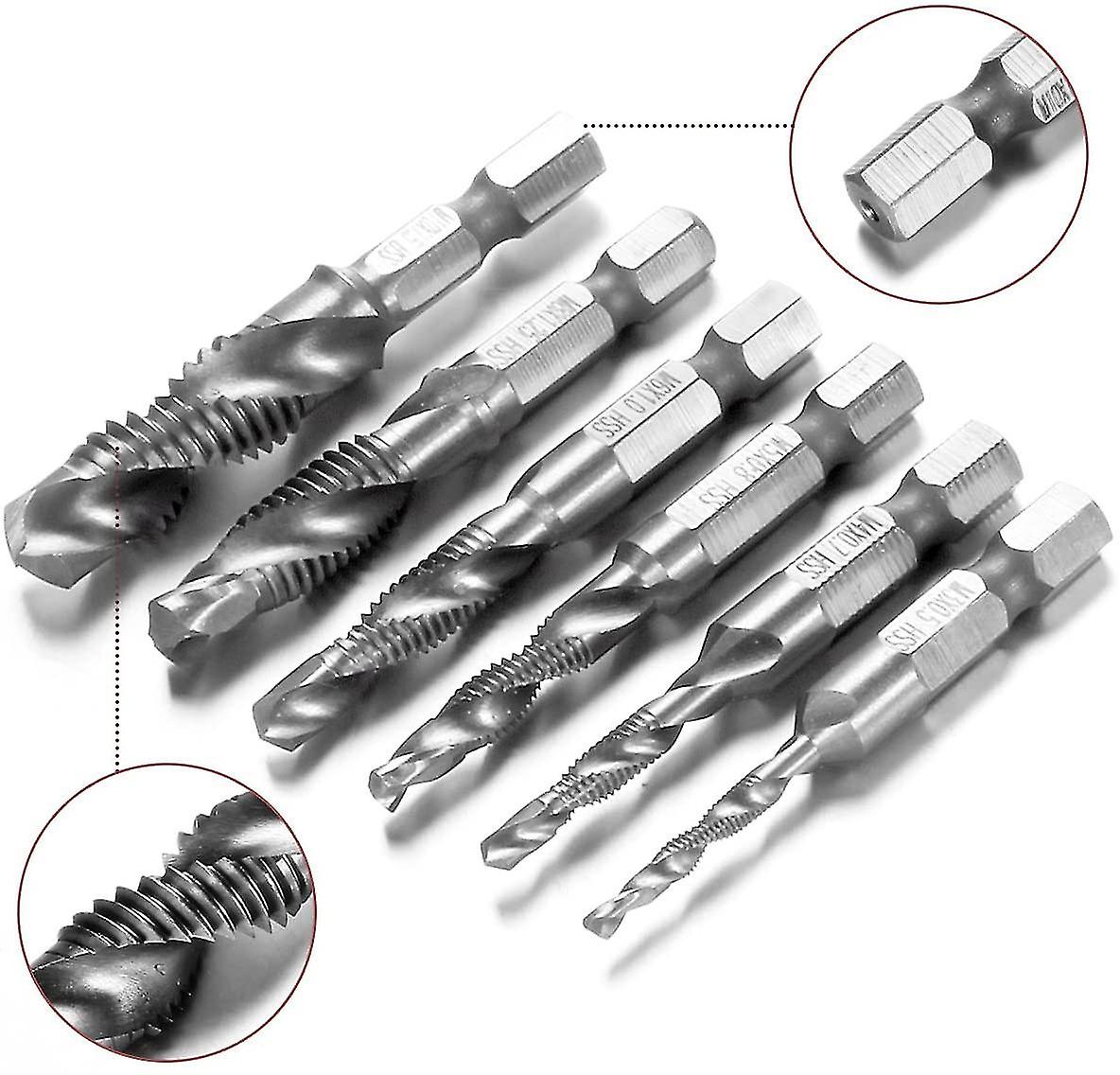 6pcs Hss Countersink Tap Drill Bit For Wood Plastic Aluminum Copper