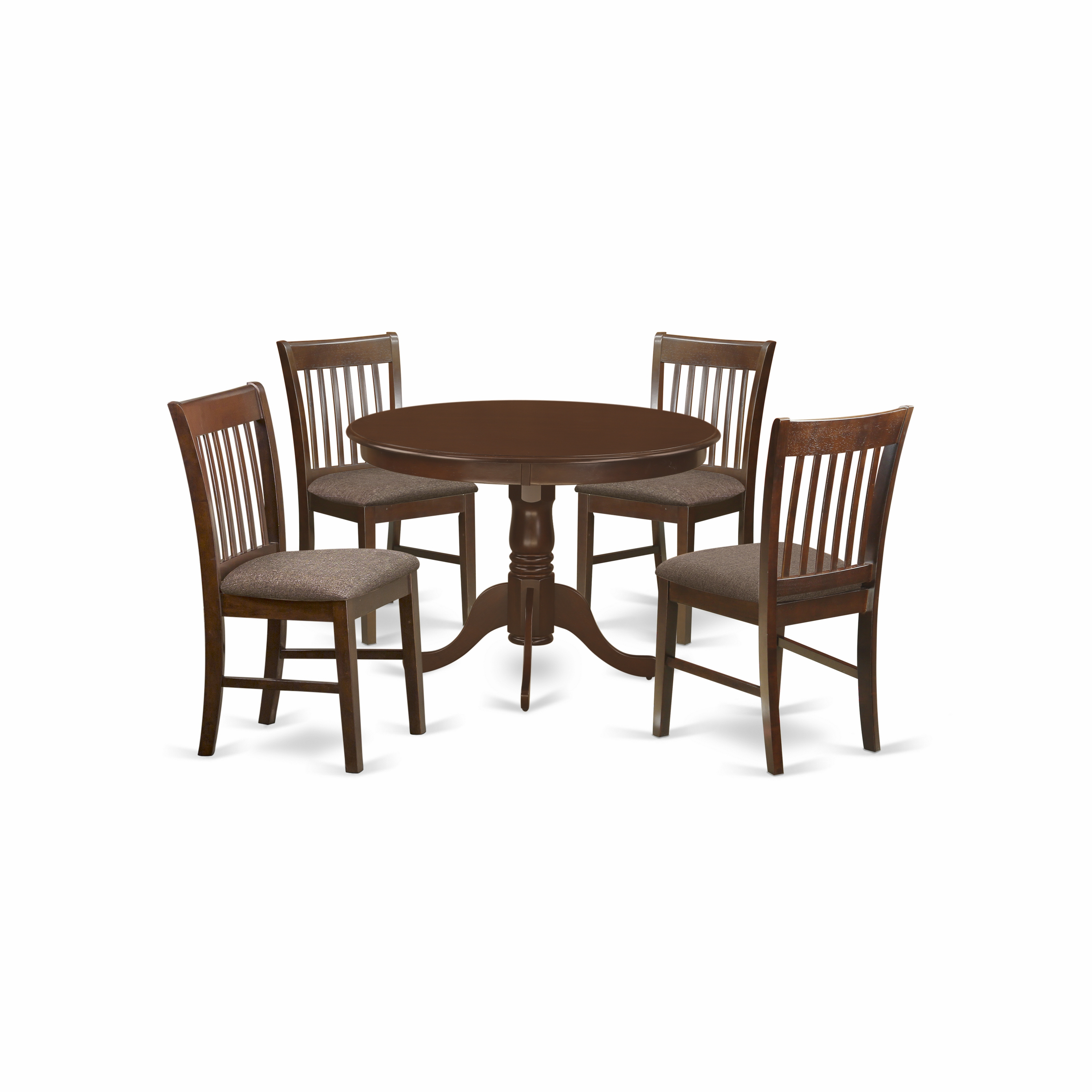 HLNO5-MAH-C 5 Pc set with a Kitchen Table and 4 Dinette Chairs in Mahogany