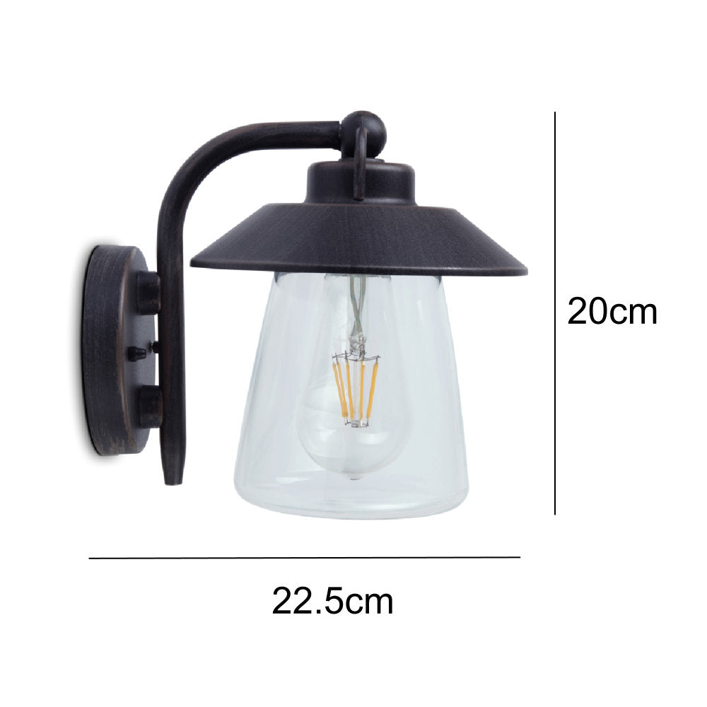 Britala BR5264201213 Black Rust Outdoor Vintage Swan Neck Down Lantern Wall Light