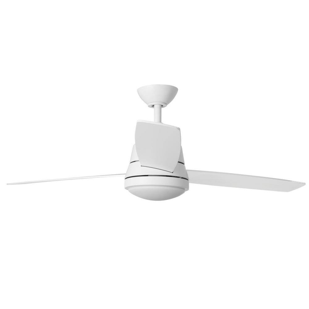 Hampton Bay Caprice 52 in. Integrated LED Indoor Matte White Ceiling Fan with Light Kit and Remote Control SW19151R MWH