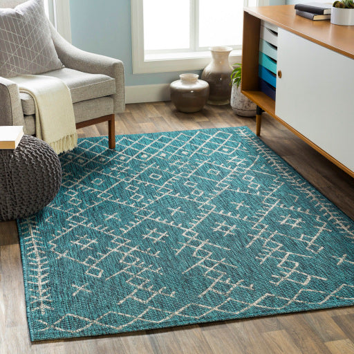 Eagean Modern Indoor/Outdoor Aqua Rug