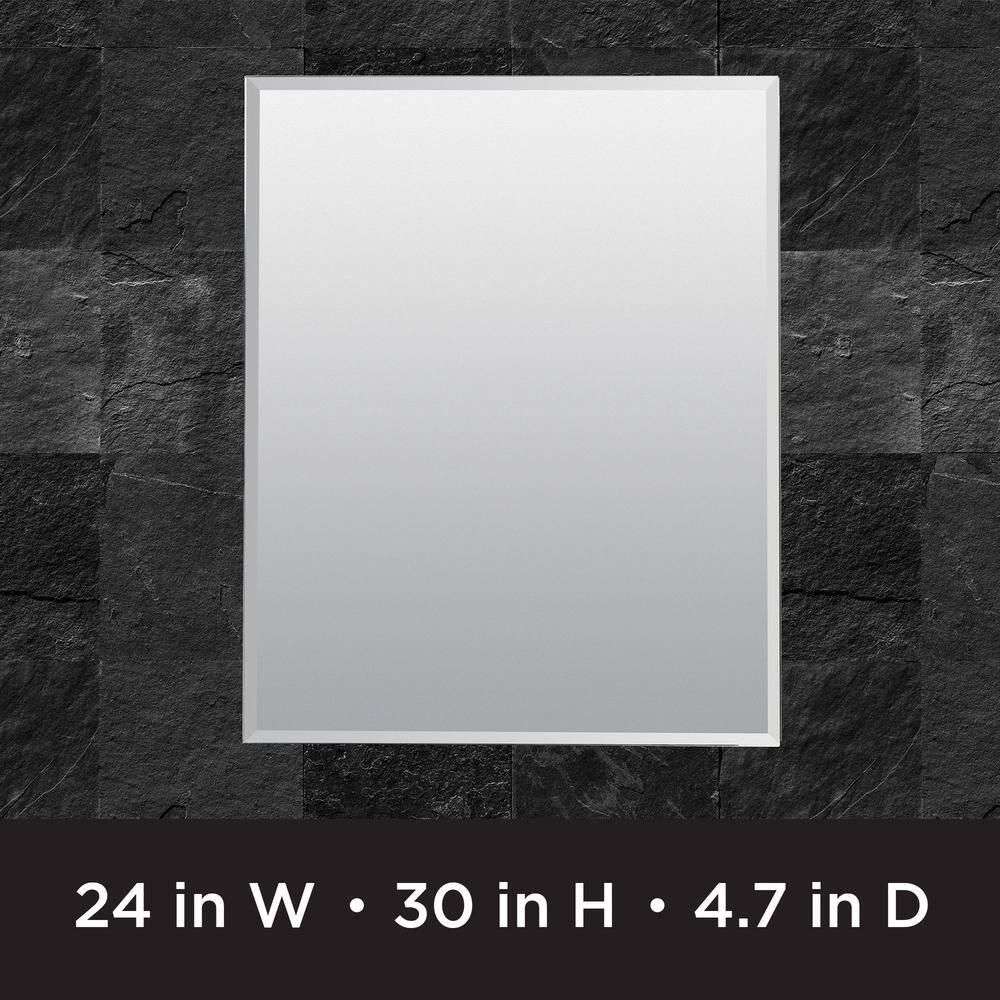 Zenna Home 24 in W x 30 in H Aluminum Frameless Beveled Mirror Medicine Cabinet