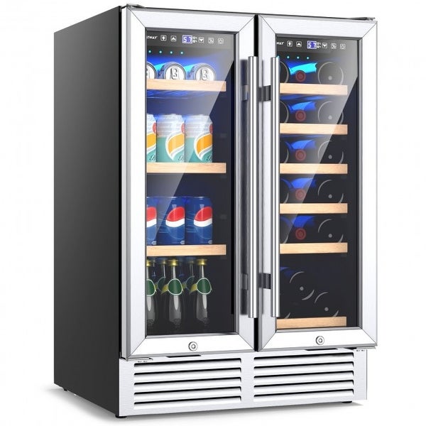 24 Inch Dual Zone Wine and Beverage Cooler-Silver