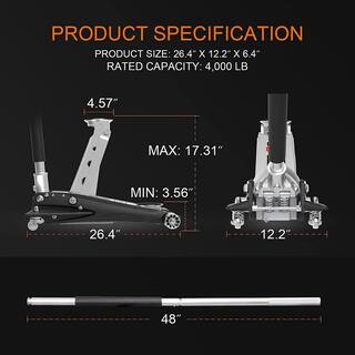 Torin 2-Ton Low-Profile Aluminum Floor Jack with Dual Piston Speedy Lift TAM820010L