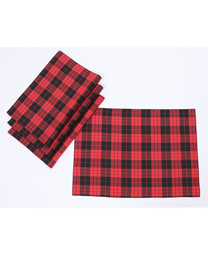 Manor Luxe Holiday Plaid Placemats 14 x 20 Set of 4