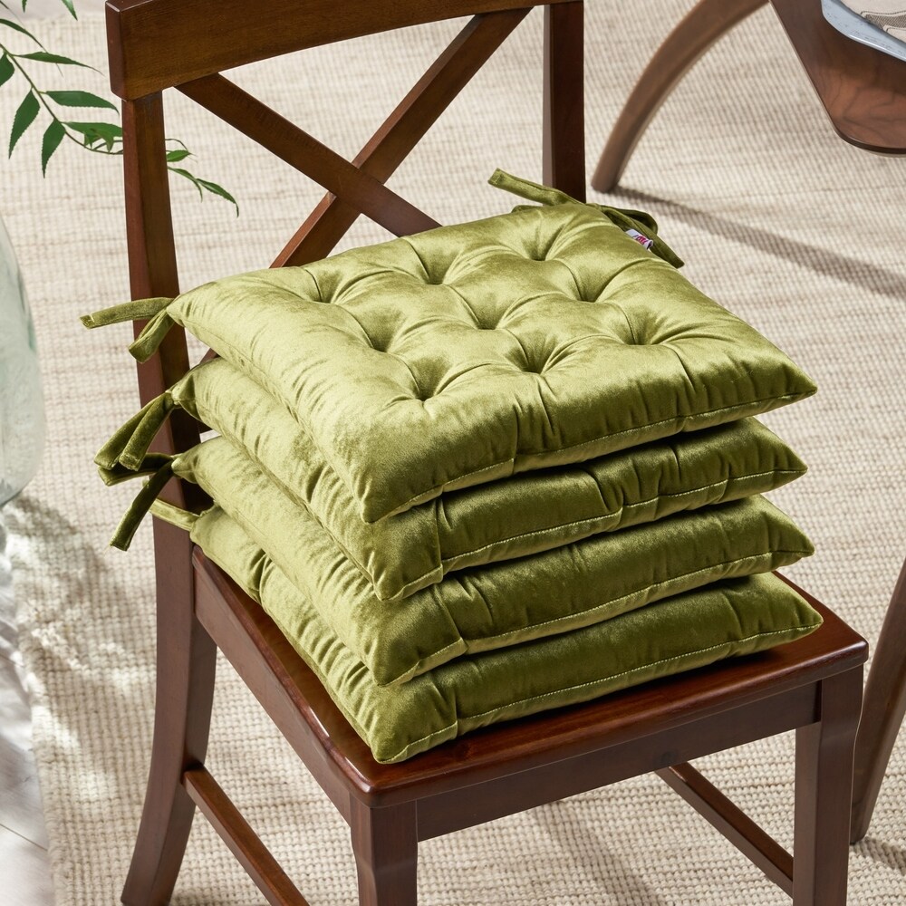 Foxhall Tufted Velvet Dining Chair Cushions (Set of 4) by Christopher Knight Home