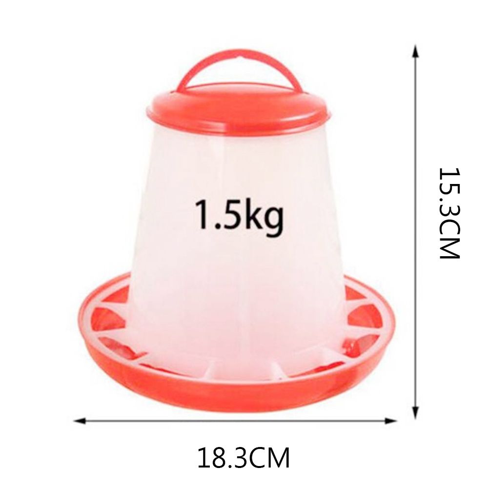 Red Plastic Water Poultry Quail Handle Feed Bucket Feeders Poultry Tool Farm Supplies RED