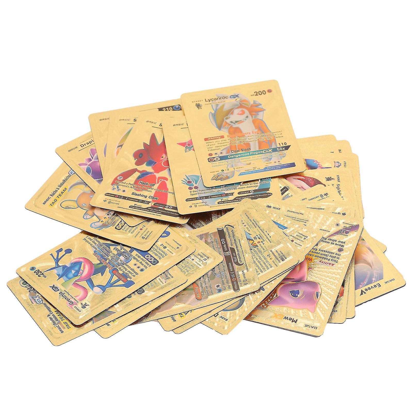 110pcs Gold Foil Cards Anime Cartoon Waterproof PVC English Gold Rare Cards for Board Game