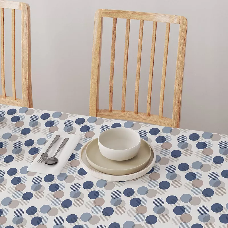 Round Tablecloth， 100% Polyester， 90 Round， Abstract Monotone Dots