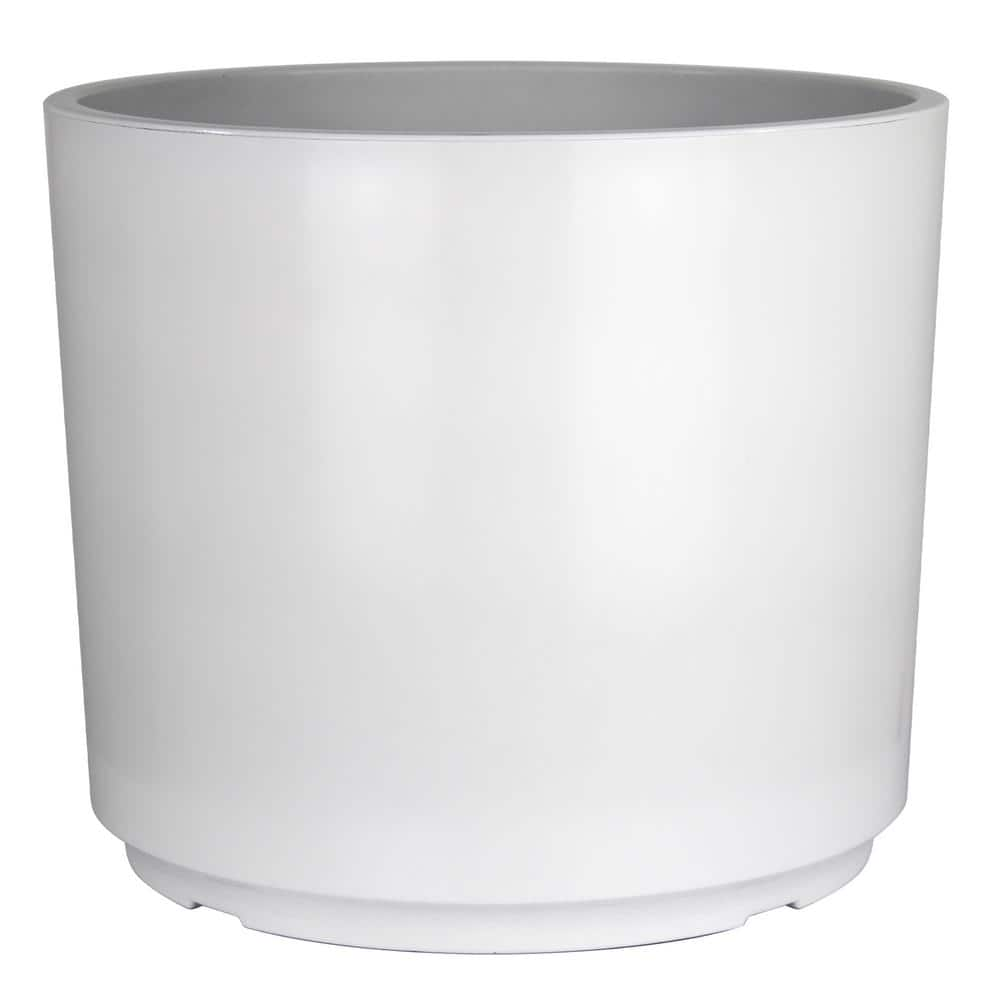 Trendspot 12.5 in. White Resin Cylinder Planter HUPS00487N-13W