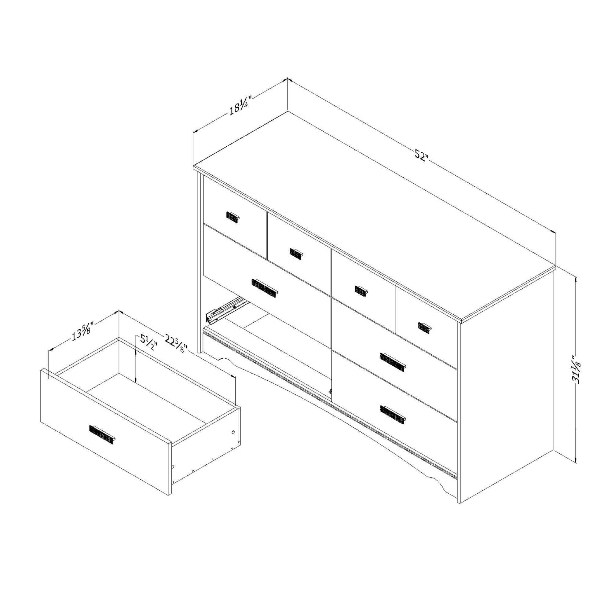 South Shore Tiara 6-Drawer Double Dresser, White