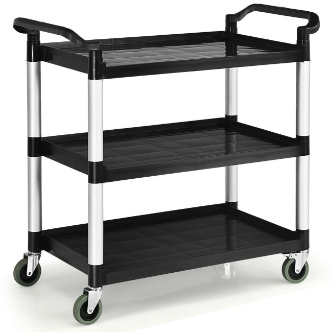 3 Shelf Utility Service Cart Aluminum Frame 490lbs Capacity with Casters   48.5\