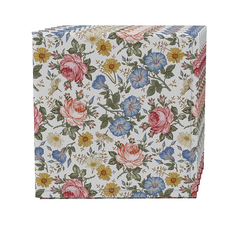 Napkin Set of 4， 100% Cotton， 20x20， Beautiful Vintage Flowers