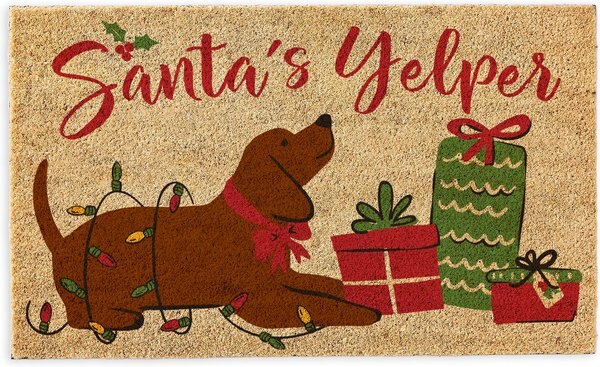 Design Imports Santa's Yelper With Presents Doormat