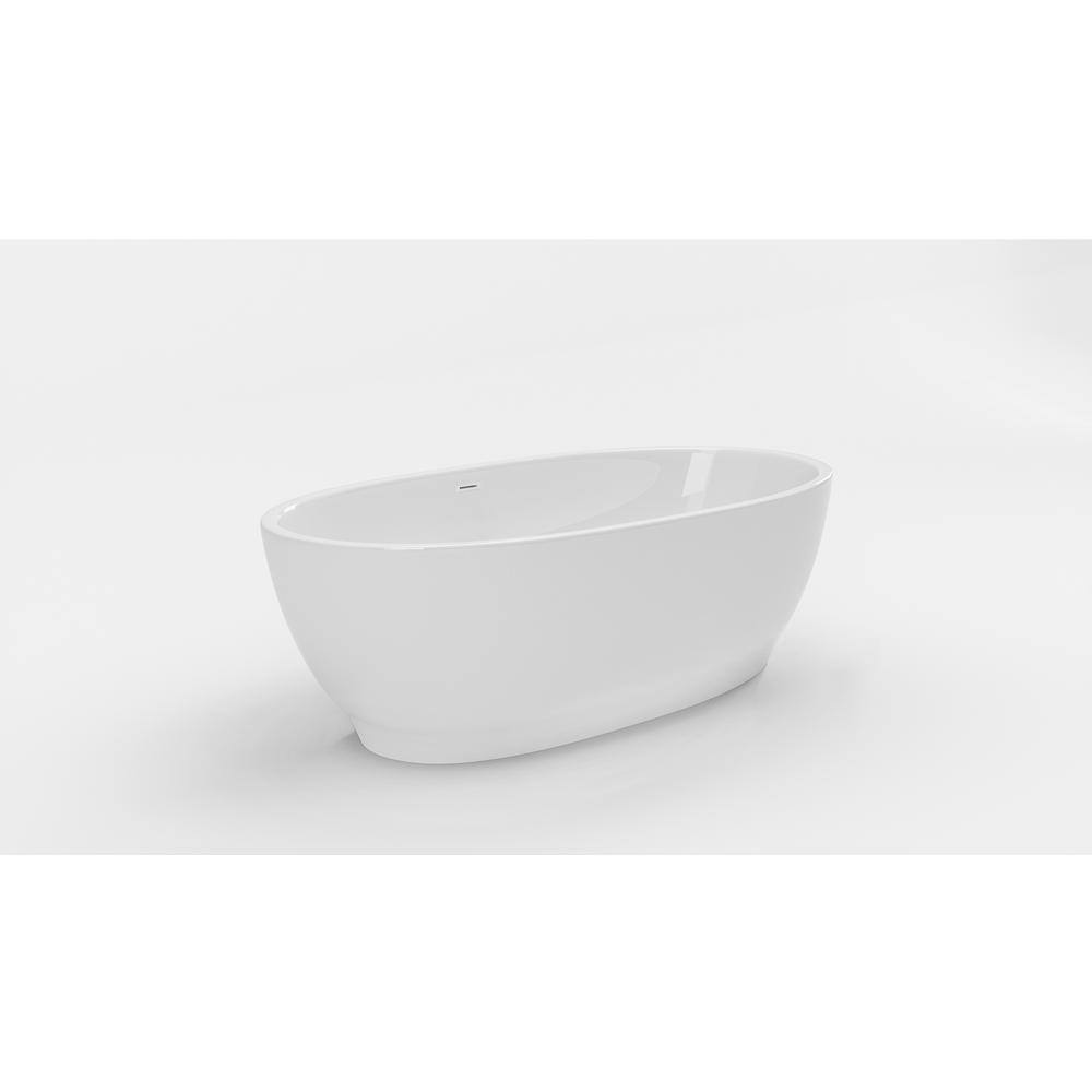 PELHAM  WHITE W-I-D-E Series Grandby 65 in. Acrylic Oval Freestanding Bathtub in White Drain in White PW82082-W