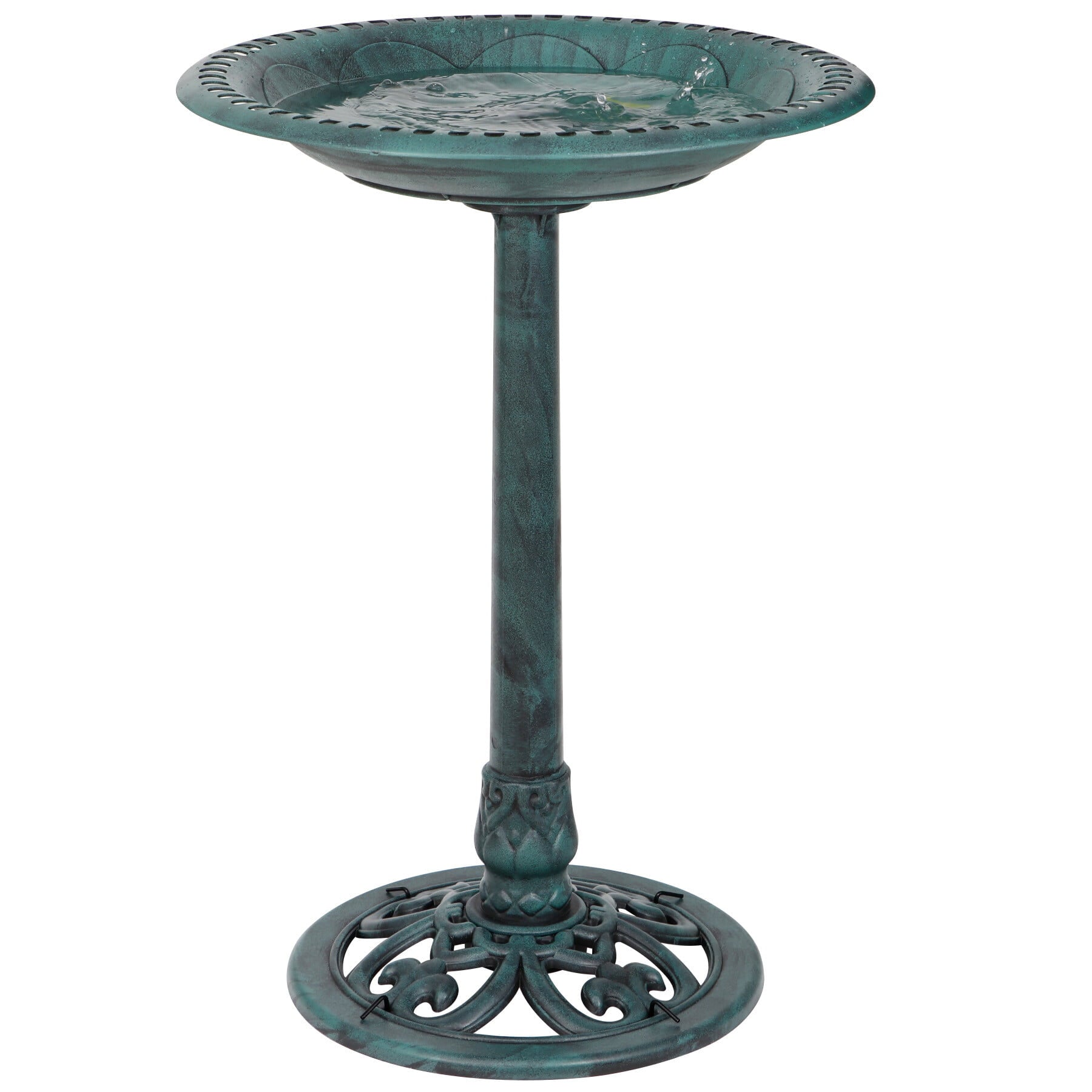 ZENY 28" Height Garden Resin Vintage Freestanding Bird Bath Bowl, Green