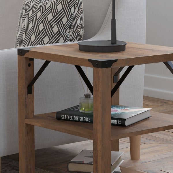 3-Tier Side Table with Metal Side Braces and Corner Caps