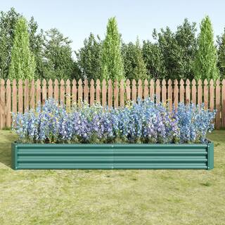 Tidoin 8 ft. W x 4 ft. D x 1 ft. H Green Metal Rectangle Raised Garden Bed Planter Beds for Plants Vegetables and Flowers HomeC-YDW9-910
