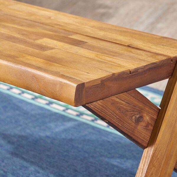 Eaglewood Outdoor Live Edge Acacia Wood Bench by Christopher Knight Home