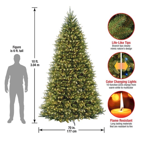 National Tree Company 10 ft. Dunhill Fir Tree with 1200 Dual Color LED Lights