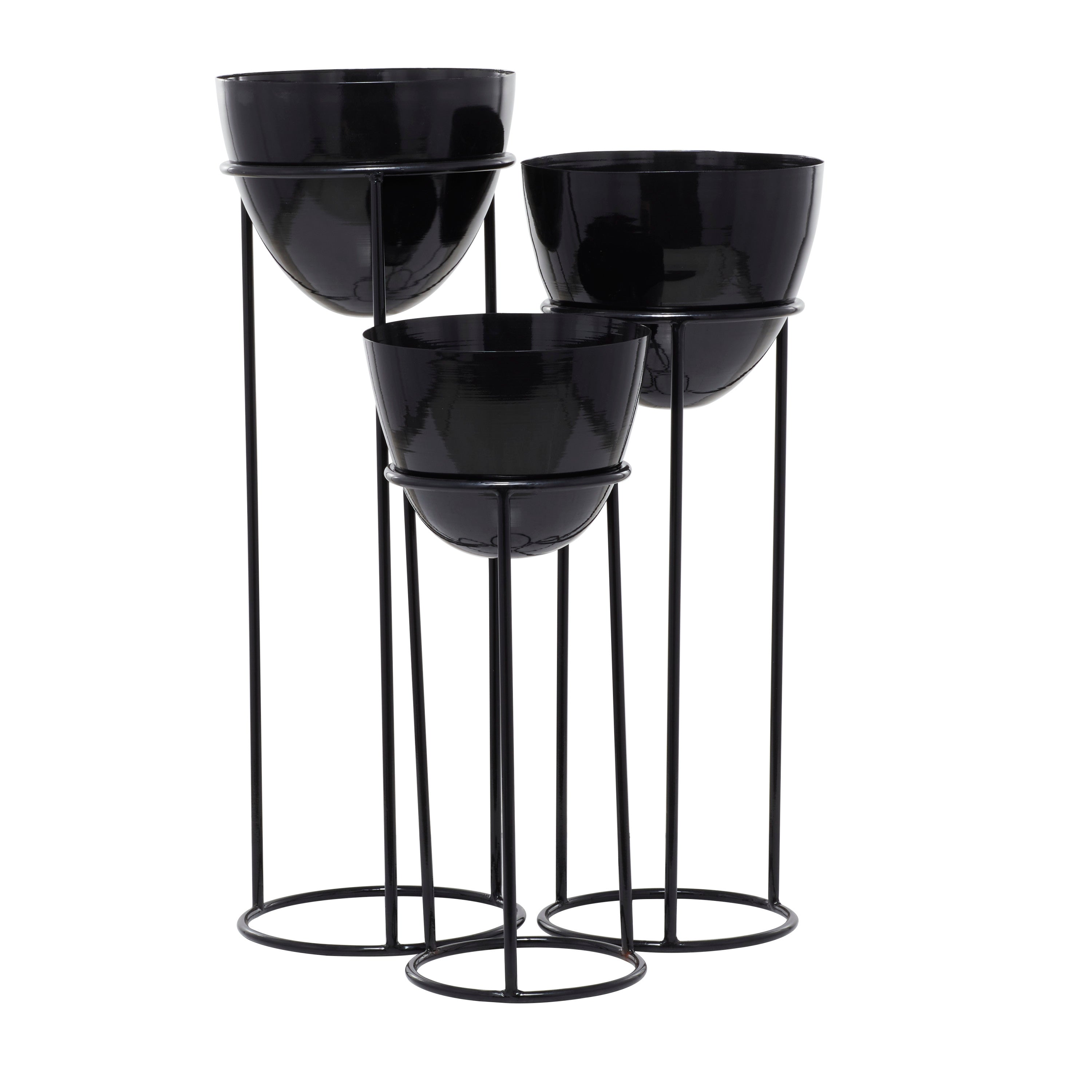 CosmoLiving by Cosmopolitan 36", 33", 26"H Black Metal Planter with Removable Stand (3 Count)