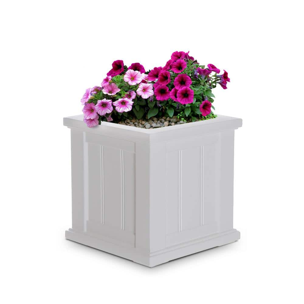 Mayne Cape Cod 14 in. Square Self-Watering White Polyethylene Planter 4836-W