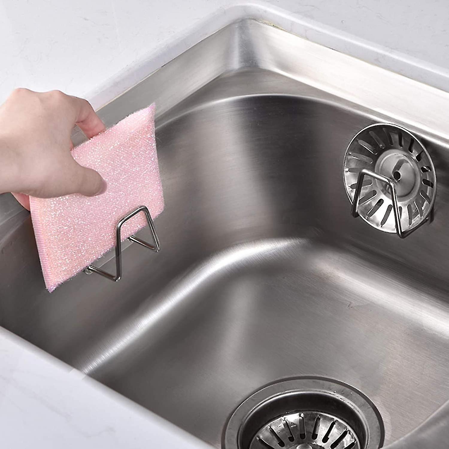 Adhesive Sponge Holder Sink Caddy For Kitchen Accessories - Sus304 Stainless Steel Rust Proof Waterp