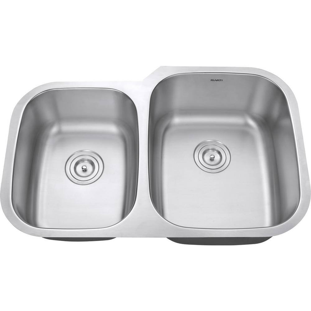 Ruvati 32 in. 4060 Undermount 16-Gauge Stainless Steel Double Bowl Kitchen Sink RVM4315