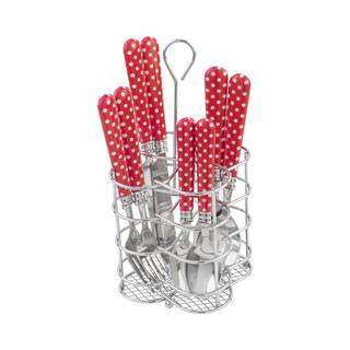 French Home Bistro 16-Piece Picnic Polka Dot Stainless Steel Flatware Set (Service for 4) B04