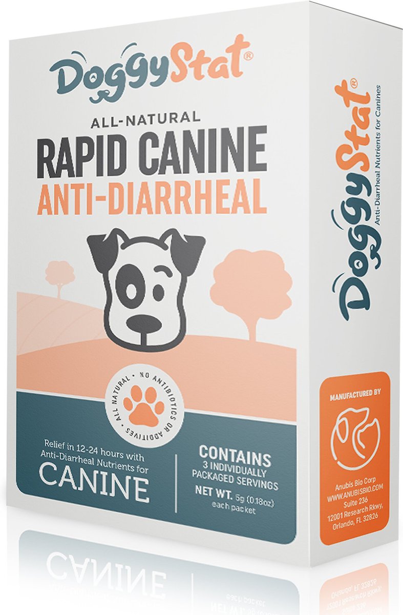 DoggyStat All-Natural Rapid Canine Anti-Diarrheal Medication for Diarrhea for Dogs， 3 count