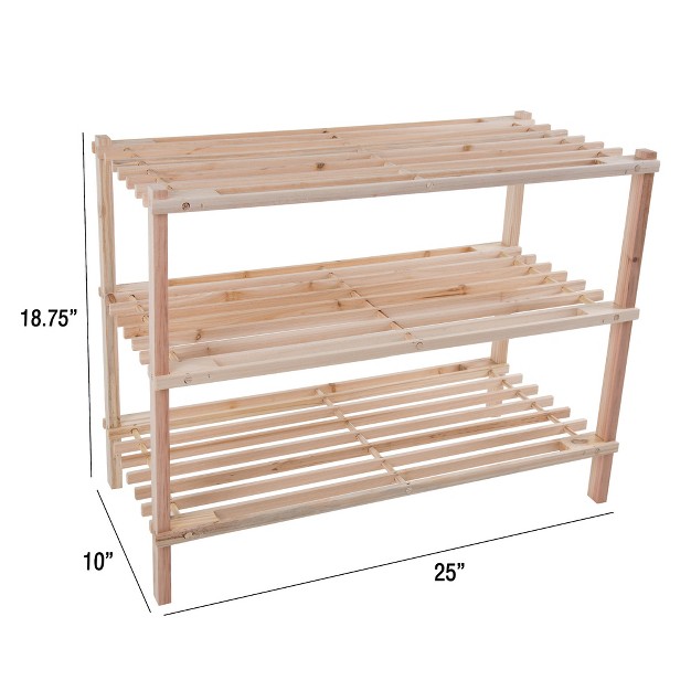 Hastings Home 3 tier Wooden Shoe Rack Organizes Up To 9 pairs Light Woodgrain