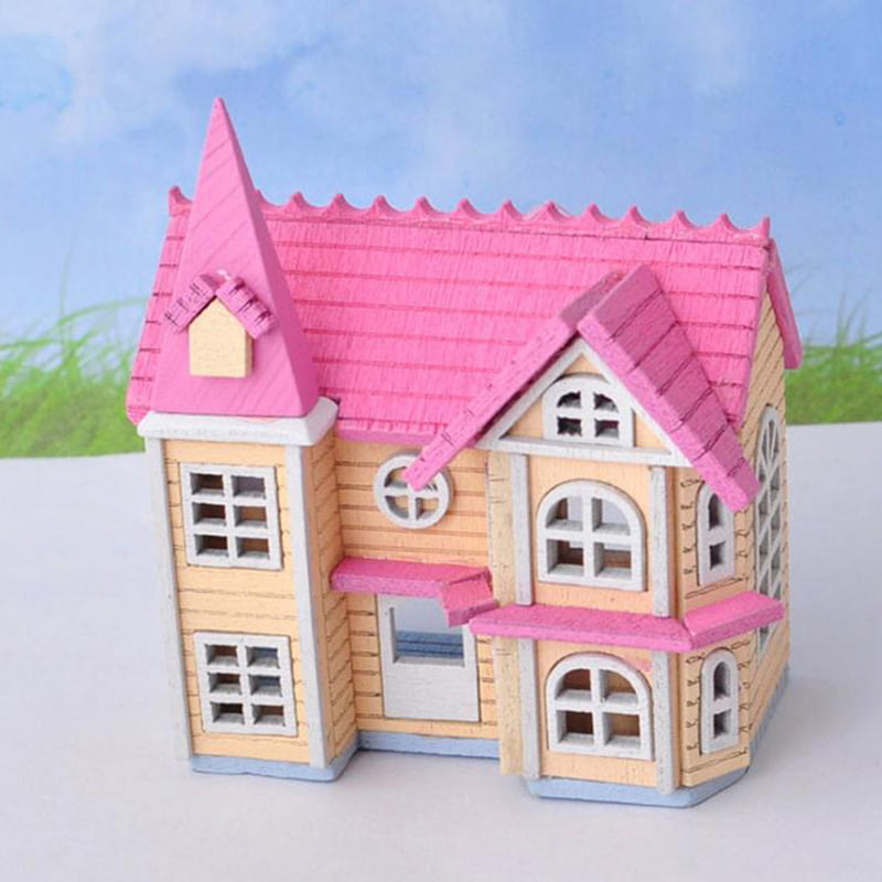 1/12 Pink DIY Mini Wooden Dolls Miniature House Handicraft Assemble Toys Kits