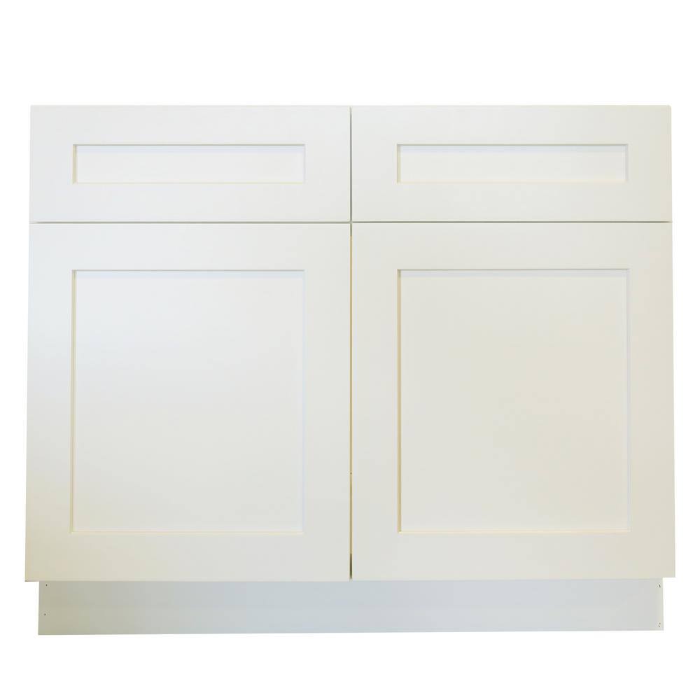 Plywell Ready to Assemble 42x34.5x24 in. Shaker Sink Base Cabinet with 2 Doors in White SWxSB42-CY