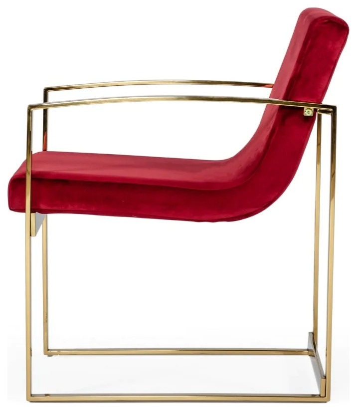 Anglyn Modern Red Velvet Accent Chair   Contemporary   Armchairs And Accent Chairs   by V.S.D Furniture  Houzz