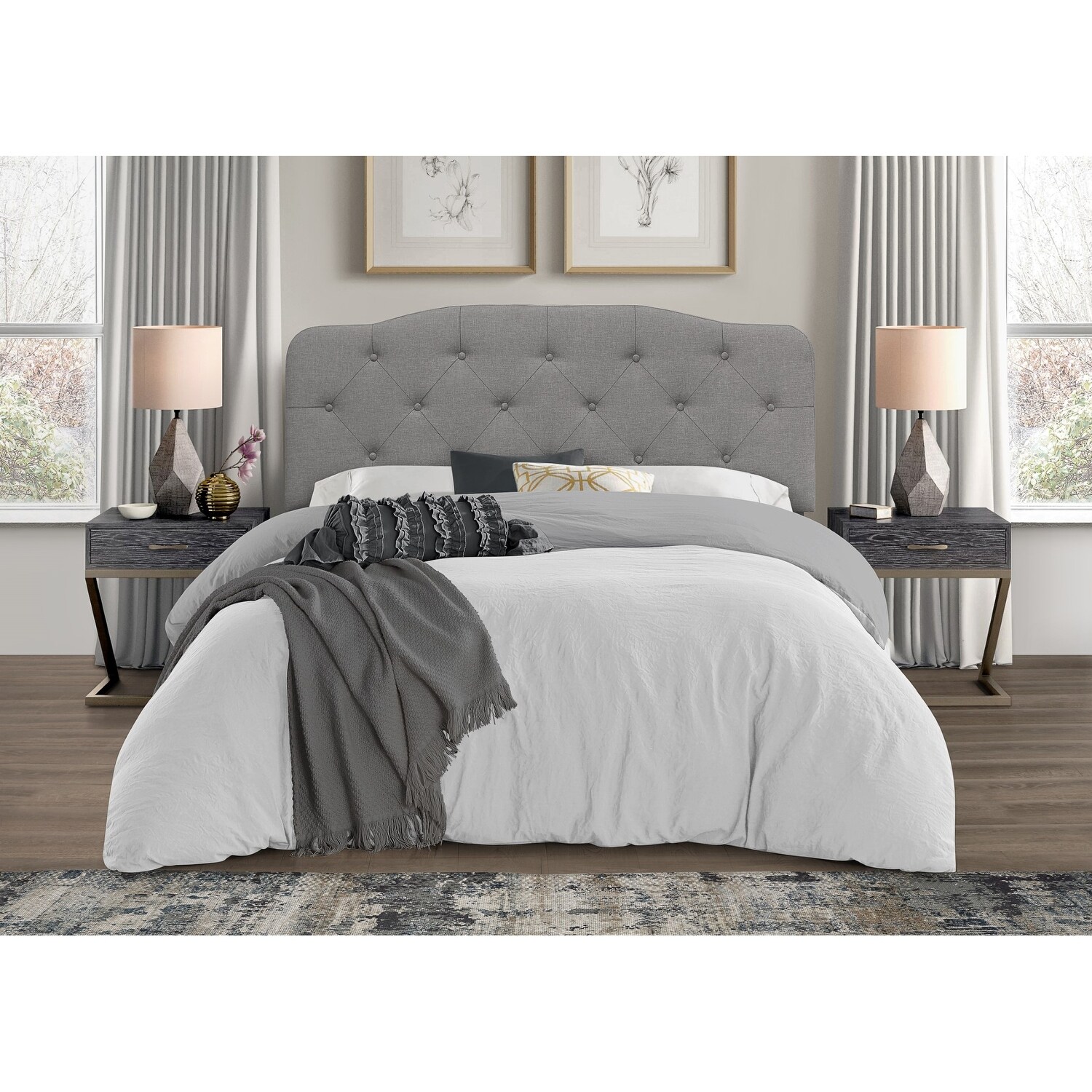 Angela Button-tufted Adjustable Headboard - - 33093710